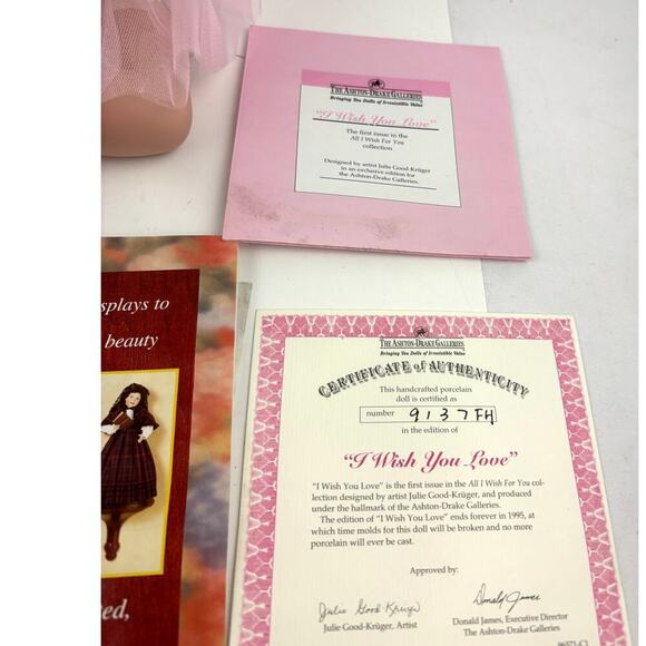 VTG Ashton Drake I Wish You Love Porcelain Baby Doll First Issue - Picture 2 of 16